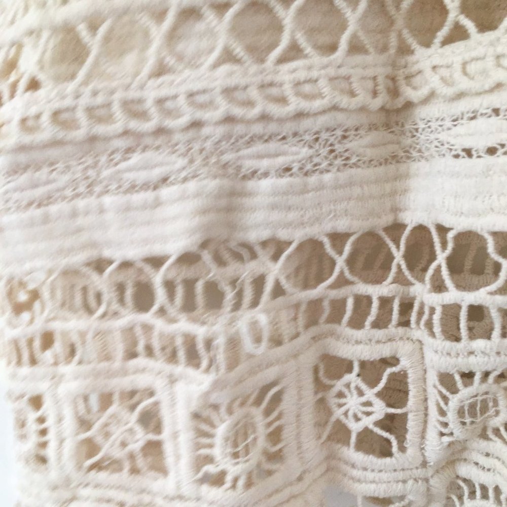 Crochet Cream Open Knit Tank Crop Top - Picture 4 of 5